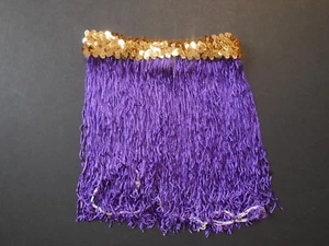 NWOT  9" Length Purple Chainette Fringe Skirt Gold Flat Sequin Waistband - Picture 1 of 2