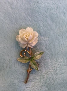 JJ weiß. Goldfarbene und Emaille Blume #1461 - Bild 1 von 2