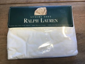 Ralph Lauren lenzuolo piatto morbido bianco nuovo! 81""x96"" 10% cotone USA - Foto 1 di 11