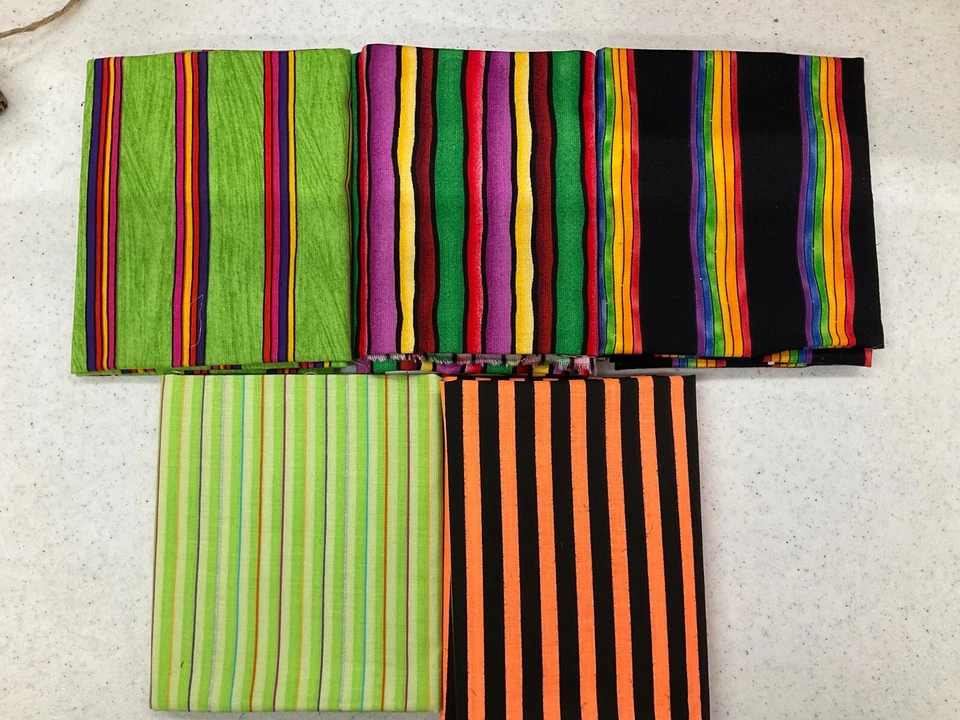 FAT QUARTER BUNDLE OF 5 - FQ948 - BRIGHT STRIPE - Image 1 of 1