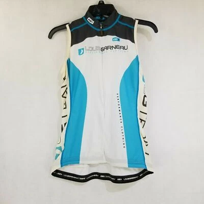 Chaleco de ciclismo Louis Garneau para mujer Top jersey mediano blanco azul negro Foto 1 de 4