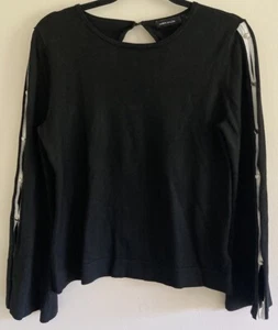 Ladies Karen Millen Knitted Jumper Pullover. Size S. Black. Pearl Snap Buttons - Picture 1 of 6