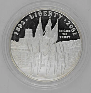 2002-W U.S. Military Academy Commemorative Proof Silver Dollar with COA - Picture 1 of 6