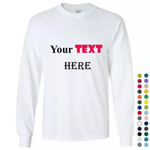 Personalised Customised Mens Custom Printed Long Sleeve T-Shirt Text Printing - Picture 1 of 9