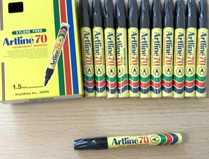Artline 70 NEW IN BOX SEALED 12x Permanent Marker Black Bullet Tip 1.5mm BULK - Picture 1 of 7