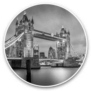 2 x Vinyl Stickers 20cm (bw) - Tower Bridge Britain London Thames  #35715 - Afbeelding 1 van 8