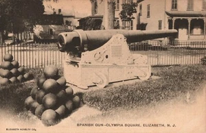 Antique Postcard Picture View Spanish Gun-Olympia Square Elizabeth NJ Undivided - Picture 1 of 2