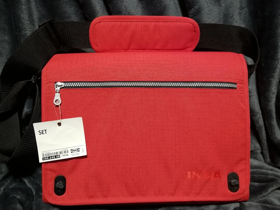 NUEVO IKEA "SET" ROJO NYLON BOLSA MENSAJERO PORTÁTIL Foto 1 de 4