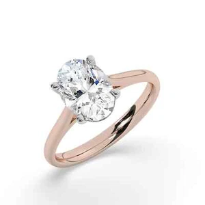 Oval Solitaire Labgrown Diamond Wedfit Ring 18k Rose Gold 2.00 Ct D VS1 - Picture 1 of 19