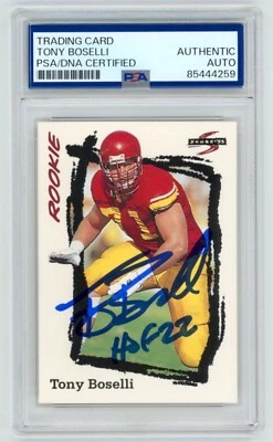 Tarjeta de novato Tony Boselli "Hof 22" Jaguars firmada 1995 puntuación + PSA automático Foto 1 de 2