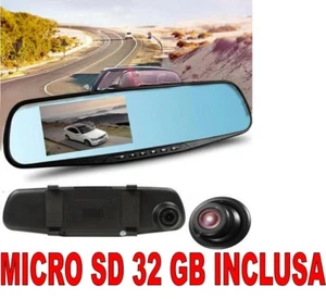 DVR AUTO SPECCHIETTO RETROVISORE FULL HD 1080P + SD 32 GB TELECAMERA PARCHEGGIO - Picture 1 of 7