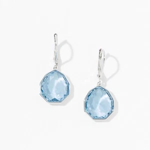 Touchstone Crystal by Swarovski ENCHANTING EARRINGS Aquamarine Crystals Rhodium - Picture 1 of 2