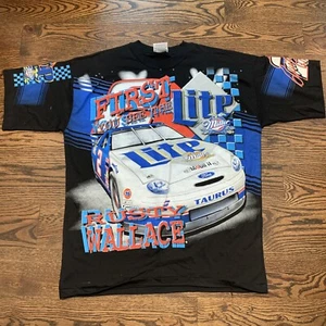 Vintage NASCAR Rusty Wallace Miller Lite AOP All Over Print T Shirt - Men's XL - Picture 1 of 11