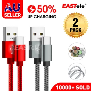 2x Fast Charging USB Type C Cable For Samsung S9 S10 S20 S21 Ultra Note20 HUAWEI - Picture 1 of 8