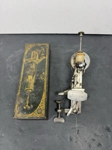 RARE ANTIQUE Moldacot Miniature Pocket Lock Stitch Sewing Machine W Original Tin - Picture 1 of 19