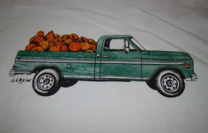 J. Crew Crewcuts Boys Size Medium 8-9 White Pumpkin Truck Graphic Tee Shirt - Picture 1 of 5