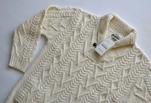 ARAN CRAFTS IRELAND Herren Pullover Mens Jumper Gr. L Merinowolle/ Wool Creme - Bild 1 von 7