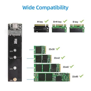 Black M.2 NVMe/ Dual Protocol Mobile Hard Disk Case USB3.1 Type-C Exter SLK - Afbeelding 1 van 12