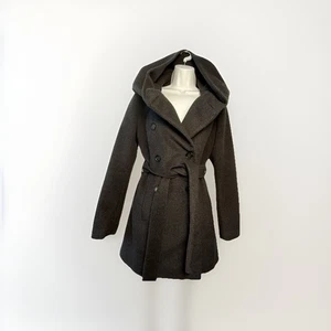 BANANA REPUBLIC zweireihiger Wollmantel mit Kapuze Damen SM dunkelanthrazitgrau - Bild 1 von 10