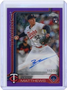 2025 Topps Chrome Zebby Matthews Purple Refractor Auto /250 (RC) - Bild 1 von 2