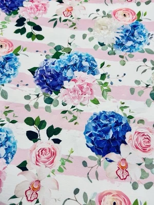 French Terry, Sweatstoff, Sweat Stoff 180 Cm Blumen, Damenstoff, - Bild 1 von 4