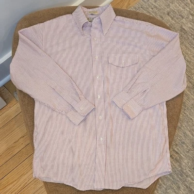 L.L. Bean Vintage Men's Red Stripe Button Up Long Sleeve Shirt Y2K 90s USA 16-32 - Image 1 of 4