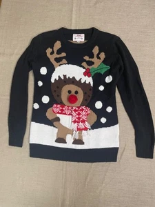Merry Christmas Daisys Boutique Sweater pullover Reindeer front and back - Picture 1 of 14