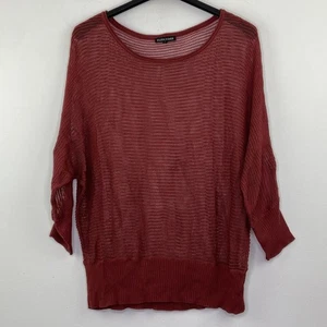Eileen Fisher Damen großer roter offener Strickpullover Pullover Dolman U-Boot-Ausschnitt AA11 - Bild 1 von 3