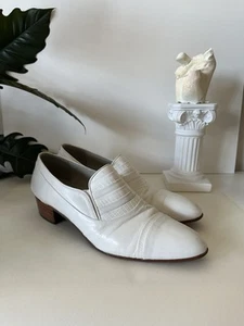 Vintage Men's Italian Slip On Oxford Shoes 10.5 Pierre Cardin Embossed Leather - Picture 1 of 12