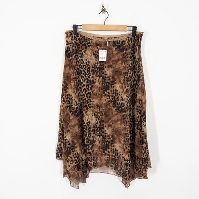 Free People Garden Party Skirt Size S 8 10 NEW Leopard Chiffon y2k Midi - Image 1 of 4
