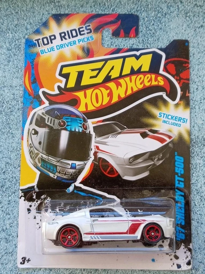 TEAM Hot Wheels 2012 1967 SHELBY GT-500 TOP RIDES Blue driver picks & stickers - Image 1 of 1