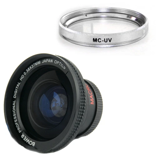 Bower 37mm 0.38x Wide Angle Lens + MCUV Filter for Sony Camcorder HDR-SR11,SR-12 - Image 1 of 1