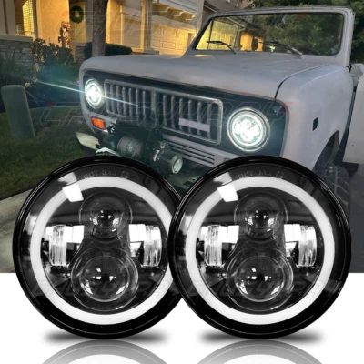 1973-1980 para International Harvester Scout II 2 peças 7" faróis de LED redondos Hi/Lo - Imagem 1 de 4