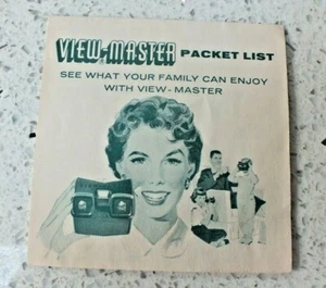 SAWYER'S VIEWMASTER USA PACKET LIST FORM SHEET C. 1950's RARE   X211 - Picture 1 of 4