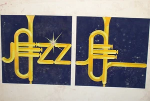 Vintage Abstraktes Gouache Gemälde Jazzfest Poster - Bild 1 von 12
