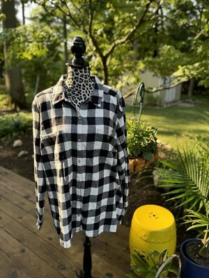 Camisa Croft & Barrow Franela Plus Negro Blanco Cuadros Buffalo Cuadros 1X Vacaciones B1 Foto 1 de 4