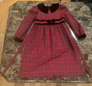 Vintage Bonnie Jean 90s Dress Tartan Plaid Girls Size 8? Cute Collar Valentine - Picture 1 of 22