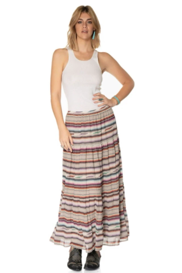 Maxi Falda Double D Ranch Santa Rita Para Mujer XS Niveles Serape Rayas Boho Western Foto 1 de 4