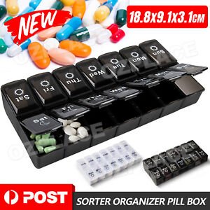 Sorter Organizer Pill Box Tablet Medicine Weekly 7 Day Container Dispenser NEW