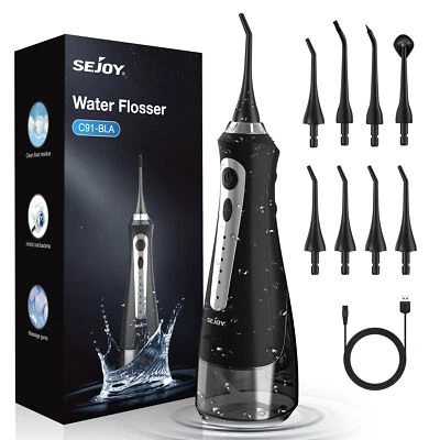 SEJOY Water Flosser Cordless Dental Oral Irrigator for Teeth Cleaner 8 Jet Tips