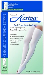 Medias altas para muslo Activa antiembolismo punta abierta 18 mmHg (blanco) medianas o grandes - Imagen 1 de 3