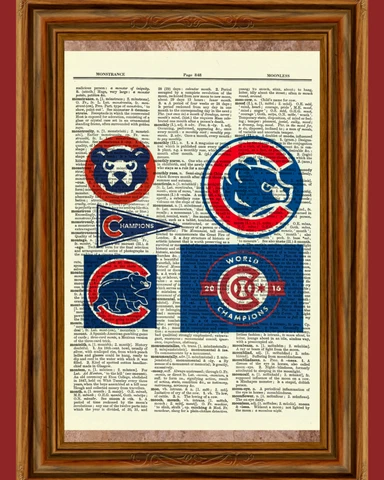 Chicago Cubs Dictionary Art Print Poster Baseball Collectible Gift Logo MLB Cover