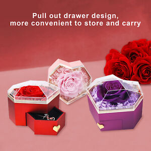 Creative Gift Preserved Eternal Rose Necklace Box for Women Acrylic Jewelry
