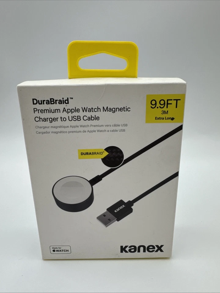 Novo carregador magnético Kanex DuraBraid Apple Watch para cabo USB - 9,9 PÉS/3 M de comprimento - Imagem 1 de 4