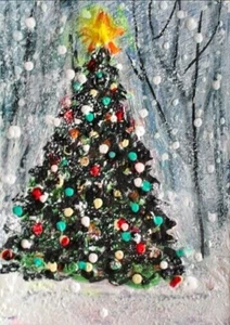 ACEO Original WINTERGEMÄLDE Schnee KIEFER BAUM Landschaft Winter Urlaub Weihnachten KUNST - Bild 1 von 1