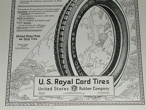 1922 U. S. Tires advertisement, United States Rubber, Royal Cord - Foto 1 di 3