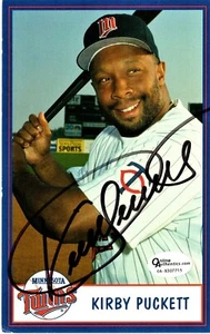 Kirby Puckett signed - handsignierte 2000 Twins Postkarte gestorben 2006 + Beckett LOA - Bild 1 von 3