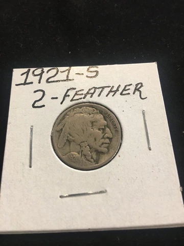 VERY GOOD KEY DATE 1921-S TWO FEATHER BUFFALO NICKEL FREE SHIPPING 2 Cover