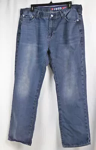 Vaqueros azules de mezclilla IZOD ajustados de ajuste recto lavado en dificultades 38 x 30 - Imagen 1 de 2