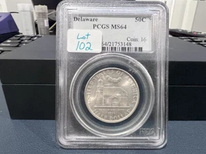 1936 Delaware Half Dollar Commemorative 50c PCGS MS64 (AHJ) - Bild 1 von 3